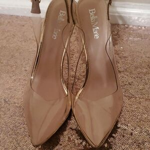Bella Marie Women's Rose Gold/Clear Pointed Heels